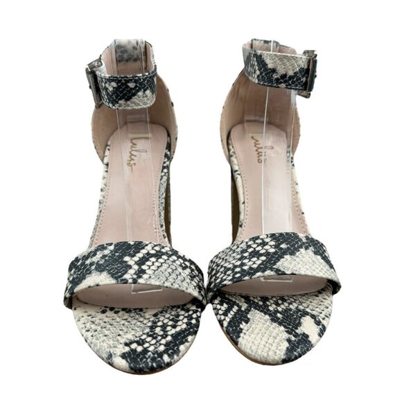 Lulu's NEW! Snakeprint Single Band Chunky Heel Sandal w Ankle Strap Women's Sz 8 - Picture 4 of 12